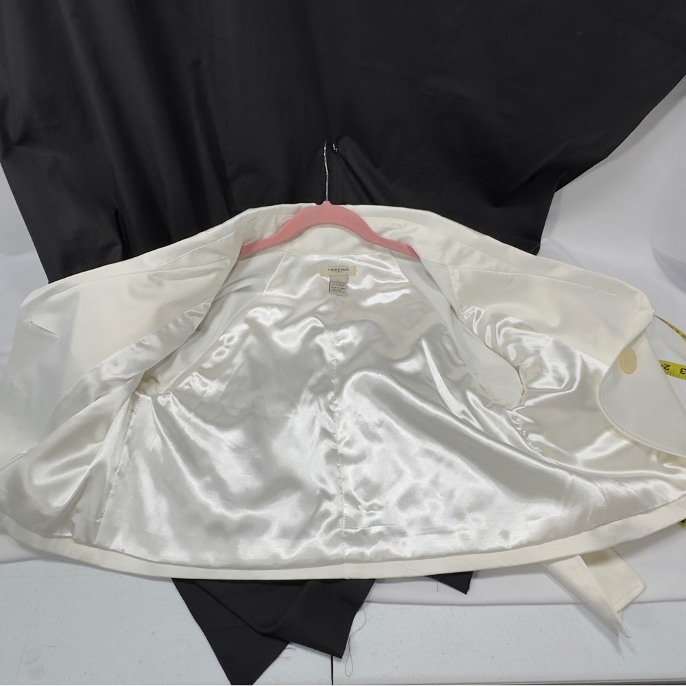 Vertigo Paris Cream Cropped Satin Bomber Jacket - Picture 8 of 16